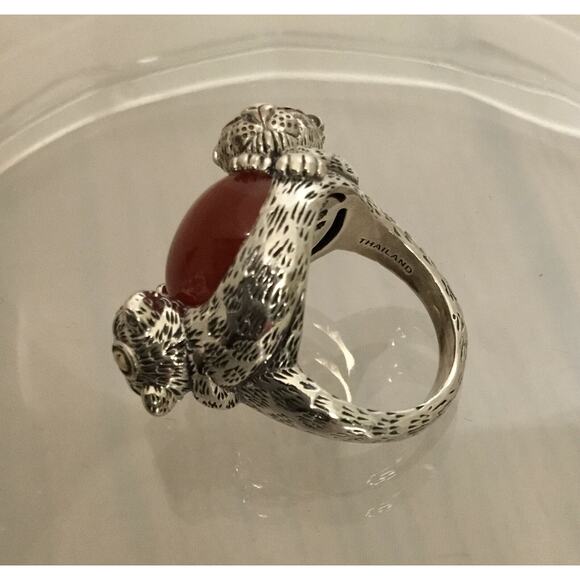 Vintage JOHN HARDY JAI 925/14k Carnelian/Citrine Double LEOPARD RING Sz 7.5 Rare - Picture 10 of 11